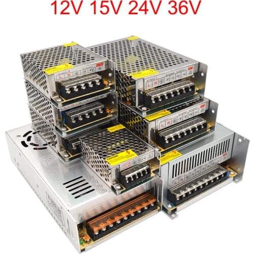 Power Supply 12V 15V 24V 36V Transformer 220V To 12V 24 Volt Adapter 1A 2A 3A 5A 10A 20A Power Adaptor SMPS Source For LED Strip