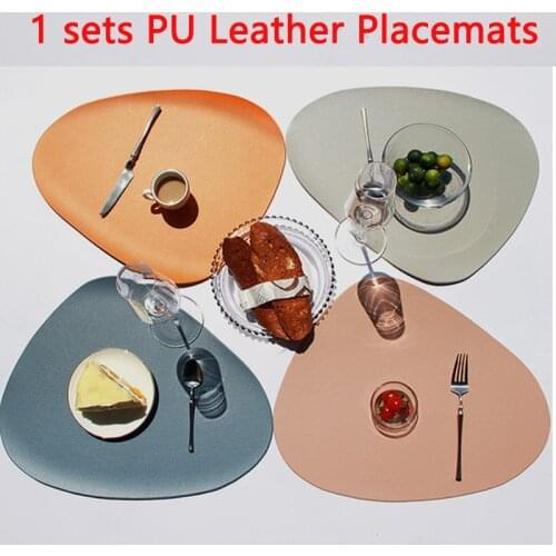 Tableware Pad Placemat Table Mat PU Leather Heat Insulation Non-Slip Placemats Disc Coaster Placemat Table Mats for Dining Table