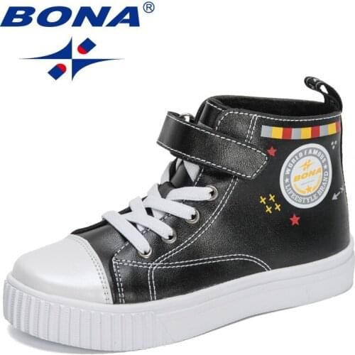 BONA 2021 New Designers Fashion High-top Sneakers Boys Girls Breathable Sports Running Shoes Children Walking Jogging Footwear