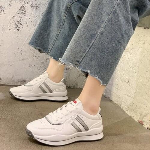 New Women Shoes Sport Fashion Platform 4CM High Quality Stripe Girls Thick Bottom Sneakers Zapatos De Mujer Tenis Zapatillas