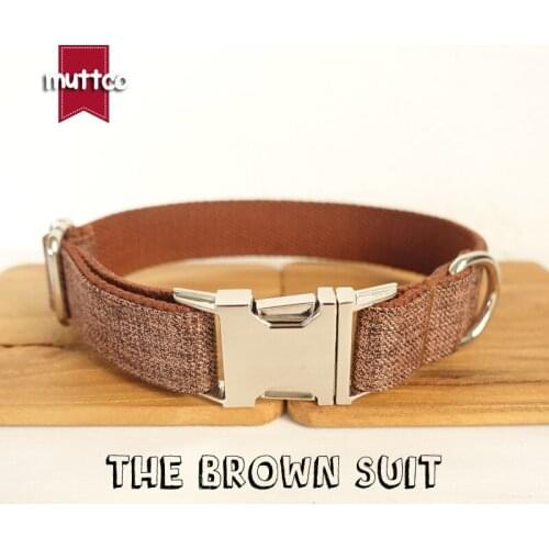 MUTTCO retailing self-designed fashion handmade high quality dog collar like gentleman THE BROWN SUIT dog collar 5 sizes UDC039