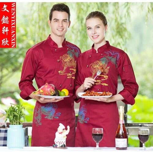 Mens Chefs Jacket Long Sleeve Womens Hotel Restaurant Uniform Adult Kitchen Chef Jacket Overalls Cake Chef Clothing B-6398