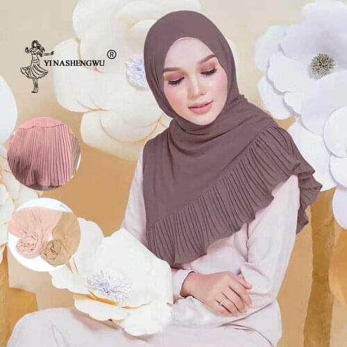 Soft Chiffon Women Muslim Hijab Scarf Fashion Bandana Plain Bubble Chiffon Muslim Hijabs Inner Hijab Caps Ladies Islamic Turban