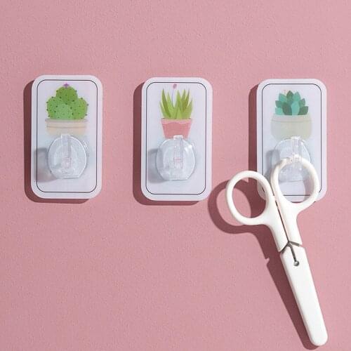 Wall Mounted Plant Printing Hook Household Non Perforated Kitchen Bathroom Wall Multifunctional Seamless Storage Hook