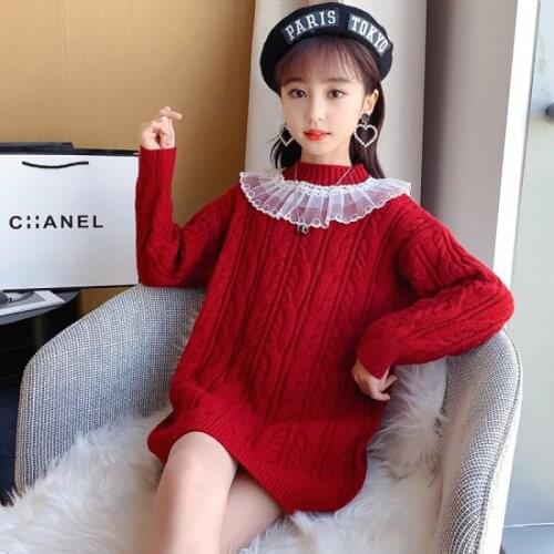 New Girls Sweater Babys Coat Outwear 2021 Lace Thicken Warm Warm Spring Autumn Jacket Knitting Pullover Childrens Clothing