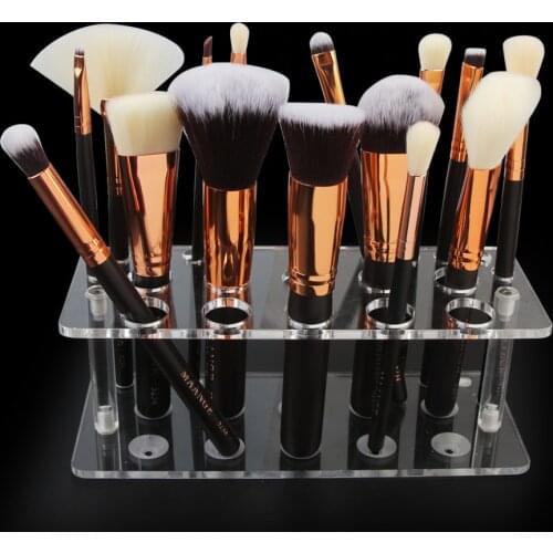20 Holes Acrylic Makeup Brush Holder Organizer Drying Rack Shelf Display Dryer Stand Storag Case Cosmetic Tool Tear off Sticker