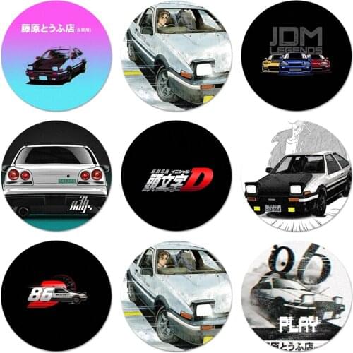 INITIAL D AE86 model Icons Pins Badge Decoration Brooches Metal Badges For Backpack Decoration 58mm