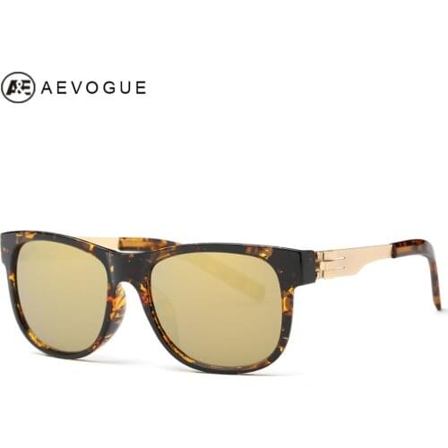 AEVOGUE Sunglasses Men Brand Designer Vintage Square Frame Metal Temple Spring Legs Sun Glasses Eyewear UV400 AE0384