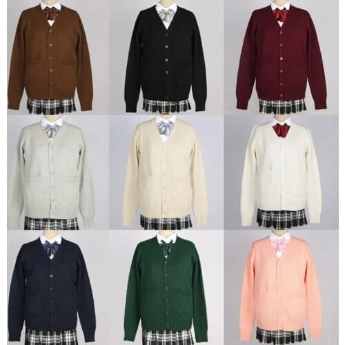 JK Sweater Coat japanese school uniform V-neck Long-Sleeved Cardigan JK Uniform 7-Pin Thick Sweater uniform sweaters