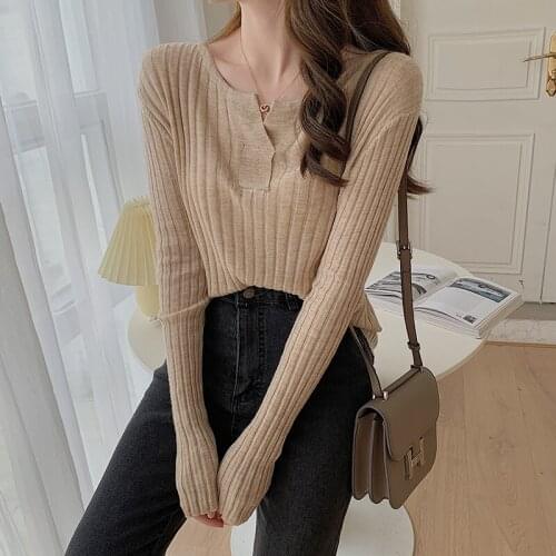 Casual basic autumn winter Sweater Women long sleeve V Neck Soft Knit sweater Pullovers solid female Jumper top Chic