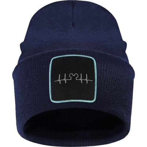 Heart Print Cartoon New Knitted Hat Mens Autumn Winter Outdoor 2020 Woman Beanies Hats Fashion Retro Soft Elastic Bonnet Caps