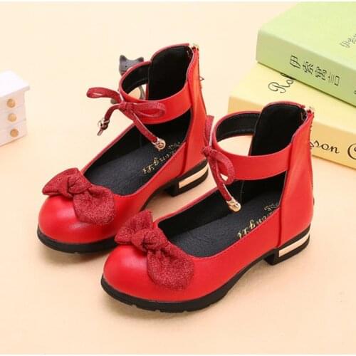 Childrens Big Girls Leather Shoes Girls Princess Kids Shoes For Wedding Party Pink Red Black 4 5 6 7 8 9 10 11-15T