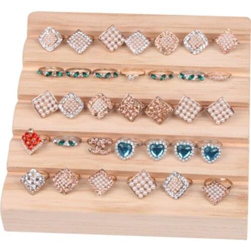 Vintage Understated Style Natural Wood Multi-use Earrings Rings Jewelry Display Tray Organizer Holder Showcase