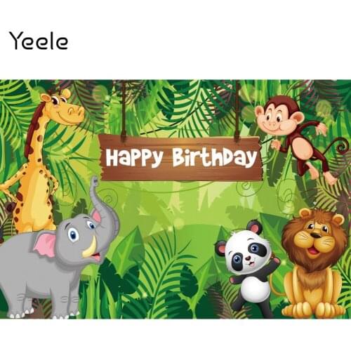 Yeele Photocall Baby Shower Birthday Backdrop Interior Jungle Lion Trees Photographic Background Photography For Photo Studio