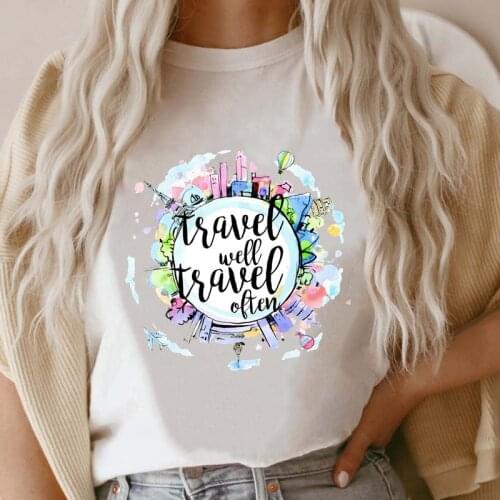 Women Short Sleeve Watercolor Trend New 90s Tee Fashion T Shirt Female Cartoon T-shirt Print Graphic Top 2021 Ladies Clothing