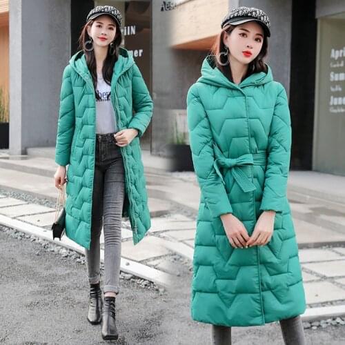 Women Long Parka overcoat New Winter Jacket coats Hooded Thicken Warm Down Cotton Jackets Green Casual Plus size Cotton Jackets