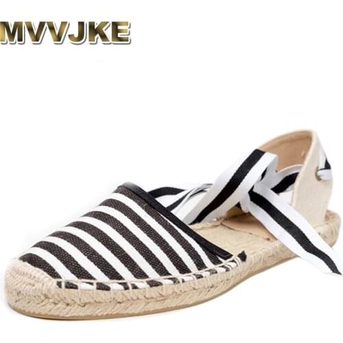 MVVJKE Canvas Espadrille Women Flats Ankle Strap Hemp Bottom Fisherman Shoes For 2018 Spring/Autumn Women Loafers
