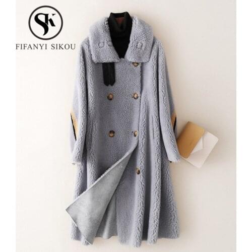 Winter Coat High quality Wool Fur Coat Women Fluffy Real Sheep Shearing Coats Plush Particles Natural Fur Jacket Overcoat Female