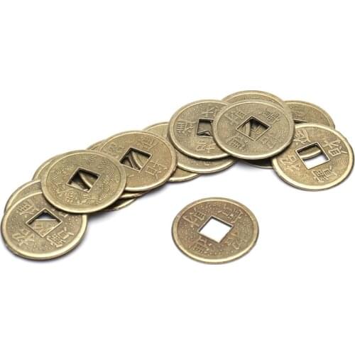 100PCS Brass 24mm Chinese Ancient Feng Shui Lucky Coin Good Fortune Dragon and Phoenix Antique Wealth Money Collection Gift