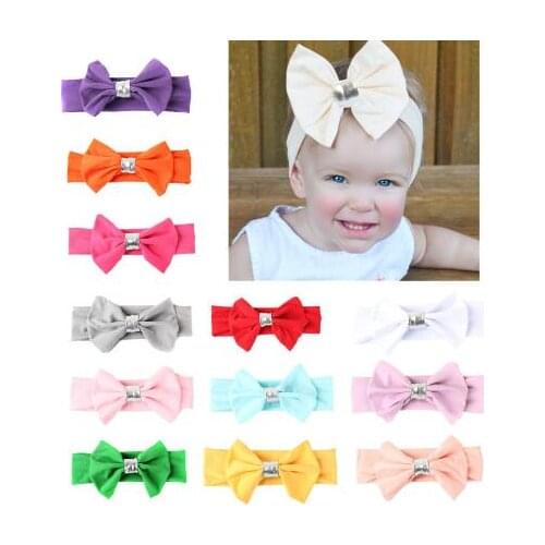 12pcs 2016 Newest Bebe Girl Silver Tie Bowknot Headband Head Wrap bows Hair Band Turban Headwear Hair Accessories