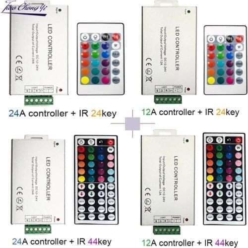 12A 144W 24A 288W 24key 44key DC12-24V IR wireles Remote Led RGB Controller 44key IR Dimmer for 3528 5050 RGB led strip light
