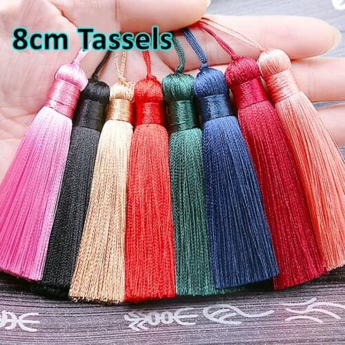 2Pcs/Lot 8cm Silk Tassel Fringe Curtain Brush DIY Craft Tassel Fringe Trim For Curtains Jewelry Making Wedding Home Decoration
