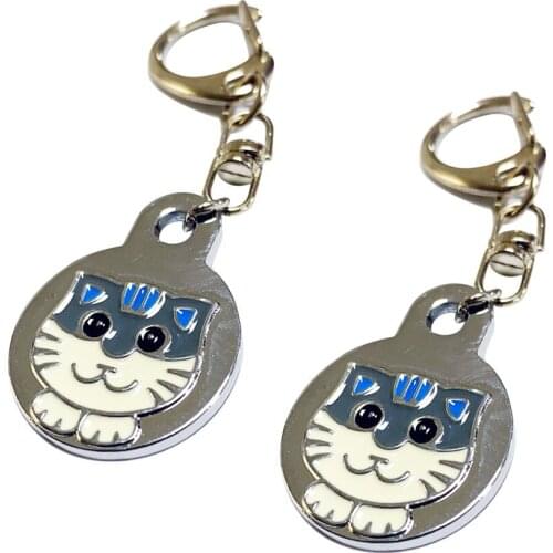 2 pieces Cute Pet Cat Metal ID Tag Collar Pendant Anti-lost Cat Identity Recognition Hook Pendant
