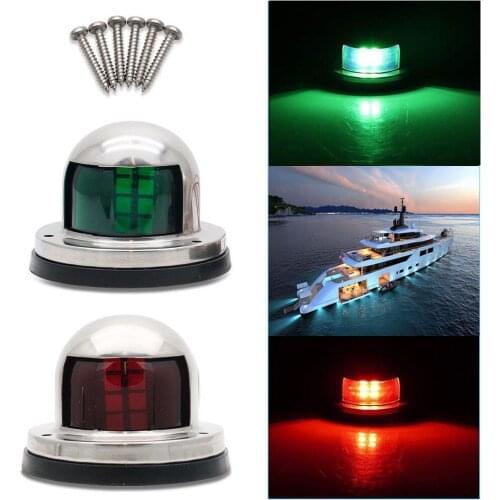 Krator 2PCS Red and Green Stainless Steel Boat Marine Yacht Pontoon Bow Navigation LED Lights 12V Waterproof