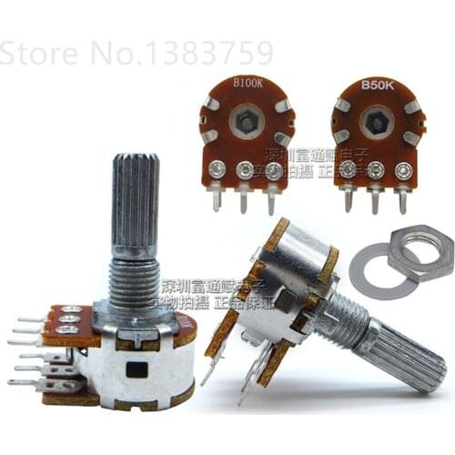 2pcs WH148 type 16 double B50K B100K volume potentiometer shaft length 20MM