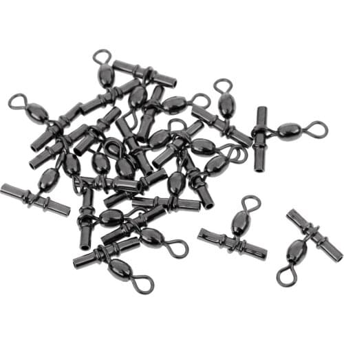 20pcs Fishing Sleeves Cross-line Crane Swivel Fishing Ball Bearing Rolling Swivels Crimp Swivel Test 30kg-44kg