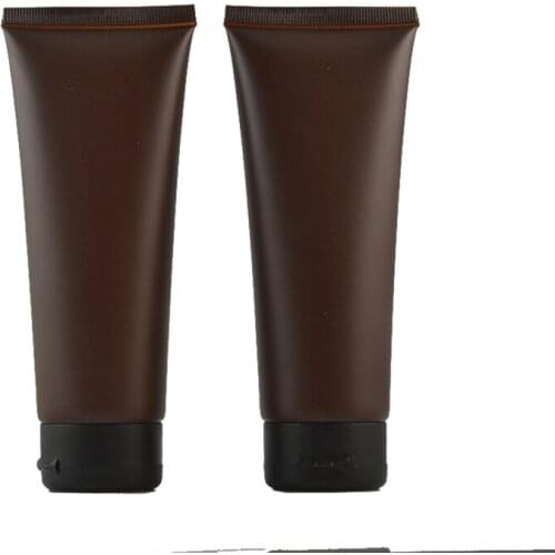 40pcs 100ml 100g Brown Empty Plastic Soft Tube Facial Cleanser Gel Hand Cream Soft Tube Packaging Container With Black Flip Cap