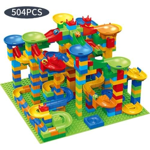 504-84pcs Small Size Marble Race Run Block Maze Ball Building Blocks Funnel Slide Blocks DIY Assembly Bricks Toys For Children