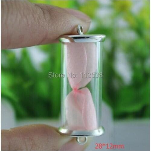 Free ship!! 20sets/lot 28*12mm tube glass globe & silver color cover button set (no filler) , glass bottle vial pendants