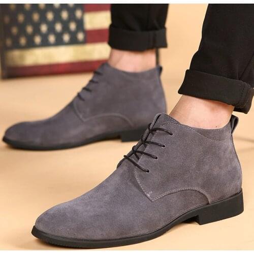 Men Boots Genuine Leather Ankle Boots Breathable Men Leather Boots High Top Shoes Outdoor Casual Men Winter Warm Shoes