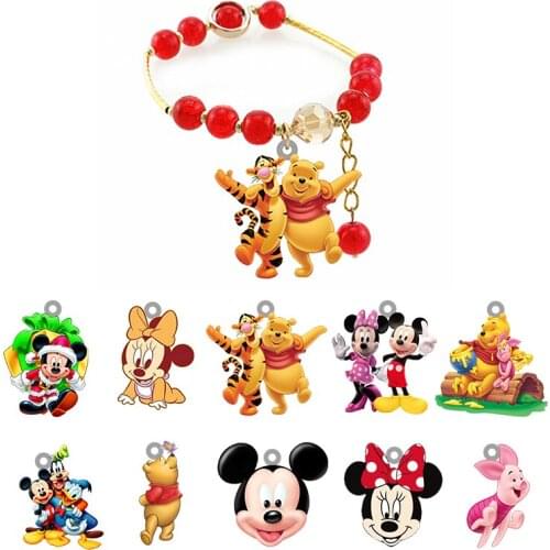 Disney Mickey Mouse And Donald Duck Bracelet Jewelry Red Bead Bracelet Acrylic Jewelry Jewelry Resin Bracelet