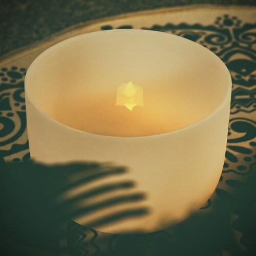 432hz/440hz Tuned CDEFGAB Note KVKA 8" meditation Chakra Frosted Quartz Crystal Singing Bowl for Sound Therapy