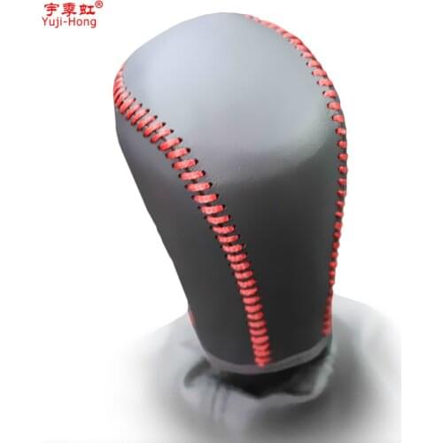 Yuji-Hong Car Gear Covers Case for Chevrolet Aveo 1.4L Manual Shift Collars Hand-stitched Genuine Leather DIY Car Styling Black