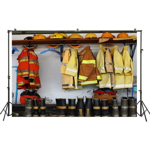HUAYI Photography Background Firemen Boys Vinyl Baby Shower Birthday Party Child Photocall Backdrop Photo Booth Studio W-074