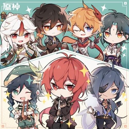 Game Genshin Impact Morax Kaeya XIAO GANYU Keychain Pendant Cartoon Badge Cosplay Accessories Halloween Gift