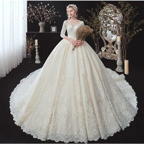 JVMNCUL Long Sleeve Wedding Dresses