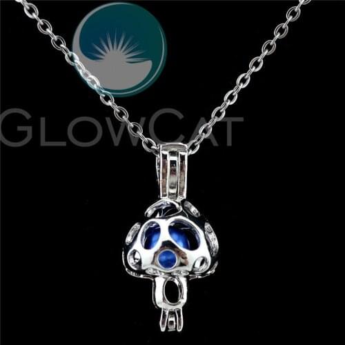 K937 Mushroom Beads Cage Perfume Diffuser Stone Pearl Cage Locket Necklace Pendants Kids Girl Party Gift