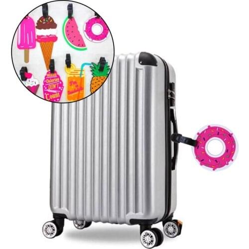 Kawaii Cute Food Shape Suitcase Luggage Tag Cartoon ID Address Holder Silicone Baggage Label Portable Label Travel Accessories