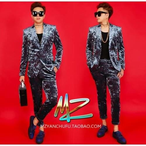 Summer New Nightclub Male Singer Blazers Dj Host Ds Stage Catwalk Men Performance Clothing Cashmere Suit Suits