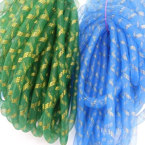 Metallic Grass green and Sky blue 16mm Tubular Horsehair Crinoline Tube Crin Trimming Braid 60yard