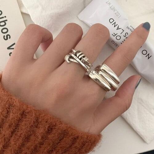 Minimalist Siamese Trapezoid Smooth Adjustable Rings for Women New Fashion Irregular Geometric Punk Hiphop Party Jewelry Gifts