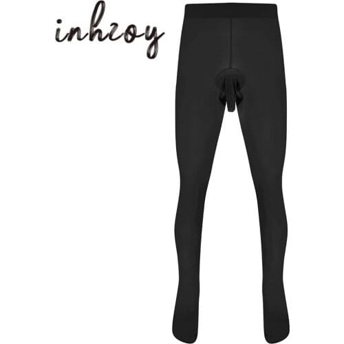 Mens Seamless Sissy Lingerie Skinny Stretchy Pantyhose Tights Hosiery Open/Closed Penis Sheath Sexy Leggings Male Gay Underwear