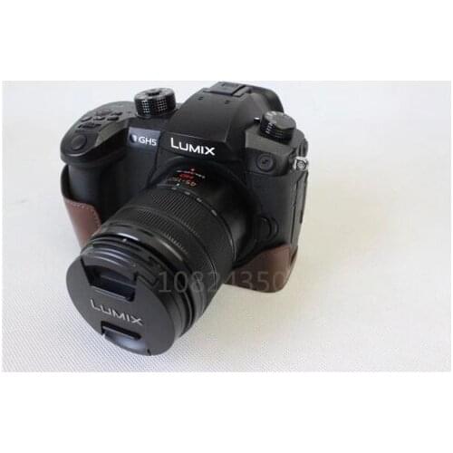 2017 new Leather Camera case bag for panasonic GH5 DSLR Camera Leather Half Body Camera Strap Camera Video Bag