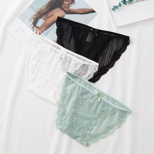 New Lace Transparent Panties Sex Women Sexy Hollow Out Underwear Female Lingerie String Thongs Crotch Cotton Briefs