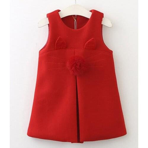 Girls Dress 2017 New Autumn Brand Girls Clothes Sleeveless Rabbit Ears With Fur Ball Accessories Children Clothing
