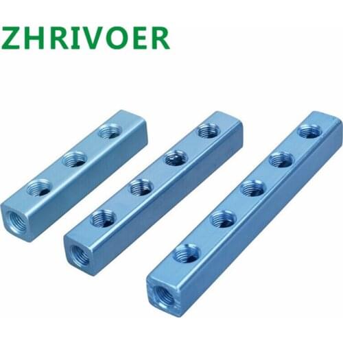 3/8" PT Thread Port Way Pneumatic Quick Connector Air Hose Aluminum Manifold Block Splitter Connector Fittings 2 3 4 5 6